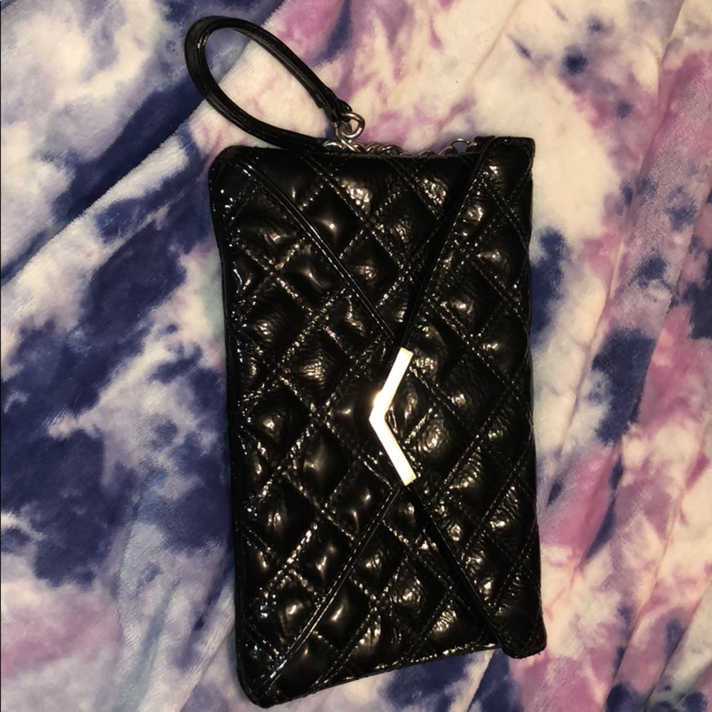 EXPRESS clutchbag, leather black with strap